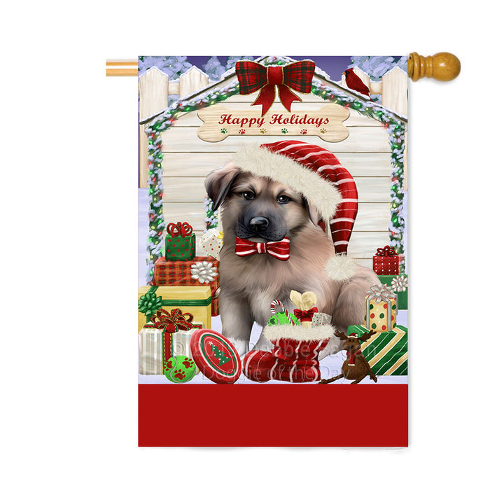 Personalized Happy Holidays Christmas Anatolian Shepherd Dog House with Presents Custom House Flag FLG-DOTD-A59318
