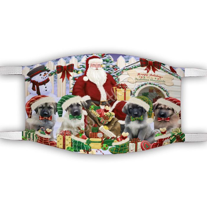 Happy Holidays Christmas Anatolian Shepherd Dogs House Gathering Face Mask FM48211