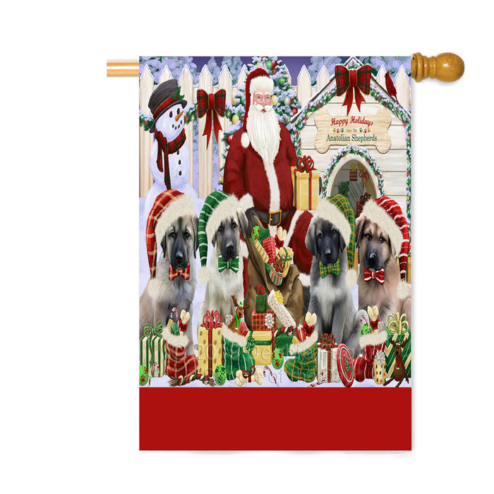 Personalized Happy Holidays Christmas Anatolian Shepherd Dogs House Gathering Custom House Flag FLG-DOTD-A58546