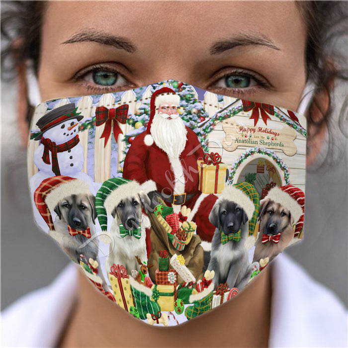 Happy Holidays Christmas Anatolian Shepherd Dogs House Gathering Face Mask FM48211