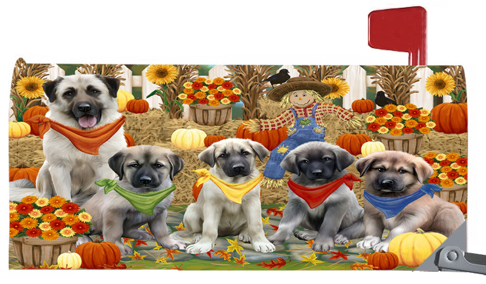 Fall Festive Harvest Time Gathering Anatolian Shepherd Dogs 6.5 x 19 Inches Magnetic Mailbox Cover Post Box Cover Wraps Garden Yard Décor MBC49049