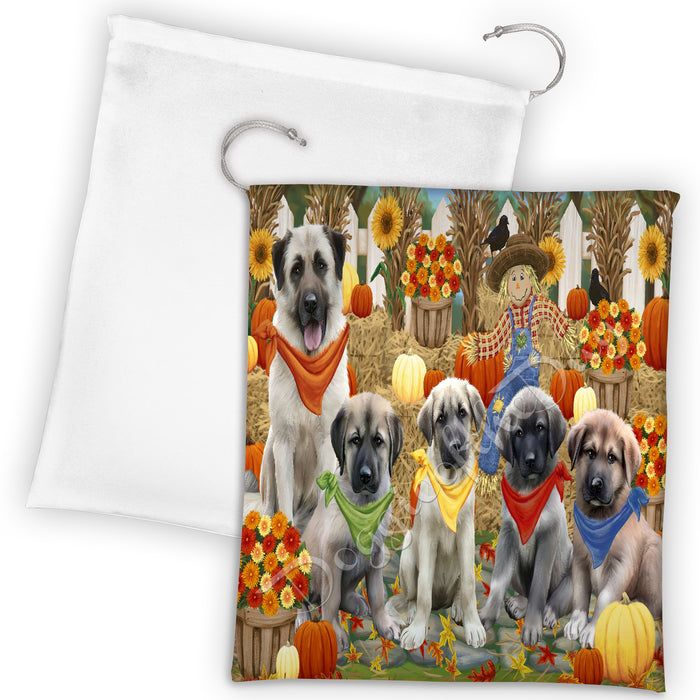 Fall Festive Harvest Time Gathering Anatolian Shepherd Dogs Drawstring Laundry or Gift Bag LGB48367