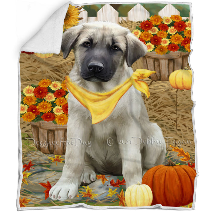 Fall Autumn Greeting Anatolian Shepherd Dog with Pumpkins Blanket BLNKT72075