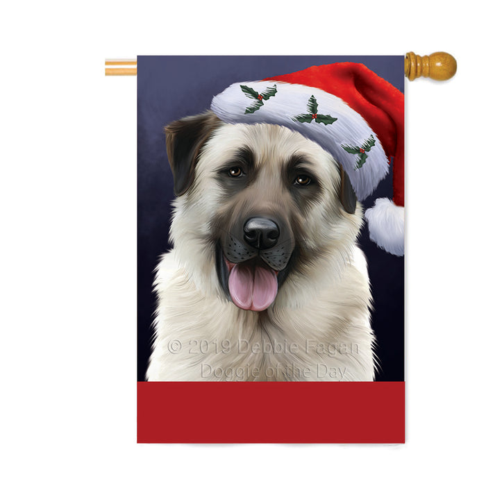 Personalized Christmas Holidays Anatolian Shepherd Dog Wearing Santa Hat Portrait Head Custom House Flag FLG-DOTD-A59849