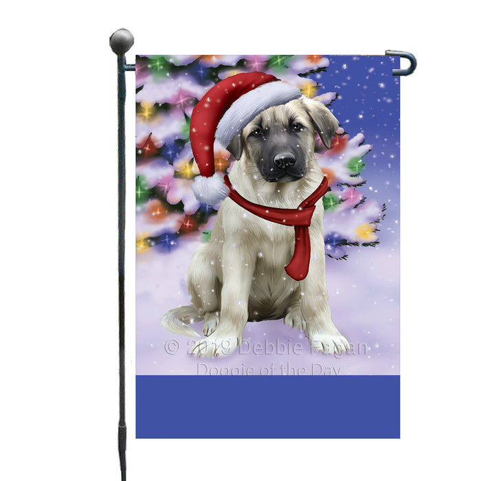 Personalized Winterland Wonderland Anatolian Shepherd Dog In Christmas Holiday Scenic Background Custom Garden Flags GFLG-DOTD-A61207