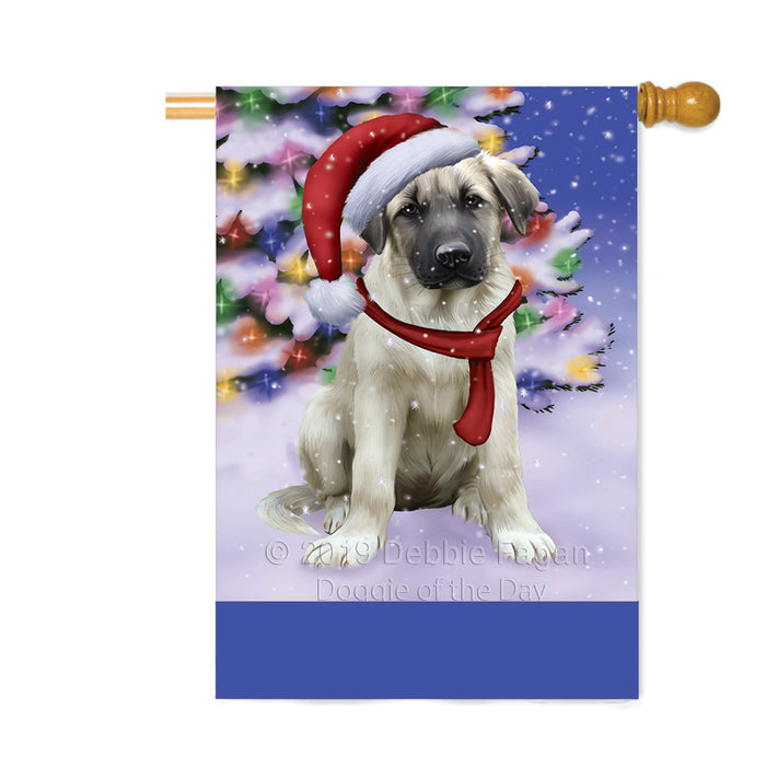 Personalized Winterland Wonderland Anatolian Shepherd Dog In Christmas Holiday Scenic Background Custom House Flag FLG-DOTD-A61263