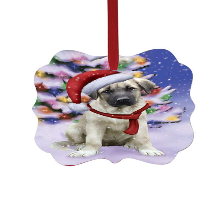 Winterland Wonderland Anatolian Shepherd Dog In Christmas Holiday Scenic Background Double-Sided Photo Benelux Christmas Ornament LOR49494