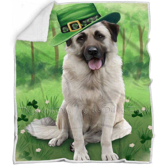 St. Patricks Day Irish Portrait Anatolian Shepherd Dog Blanket BLNKT51600