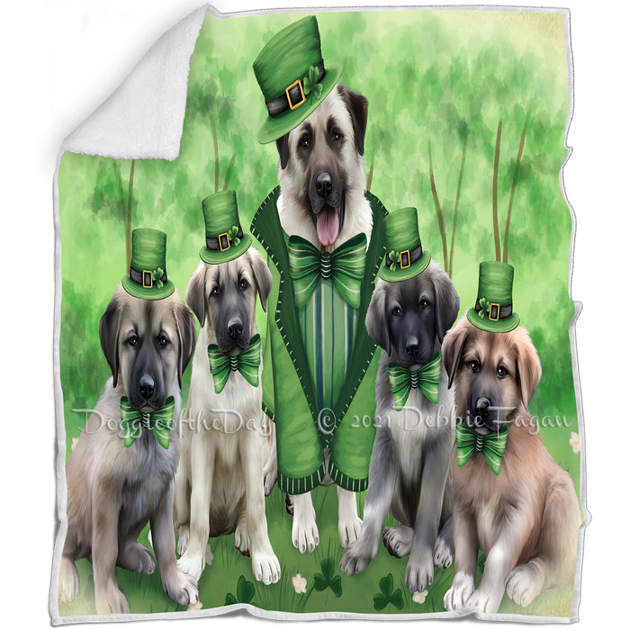 St. Patricks Day Irish Family Portrait Anatolian Shepherds Dog Blanket BLNKT51609