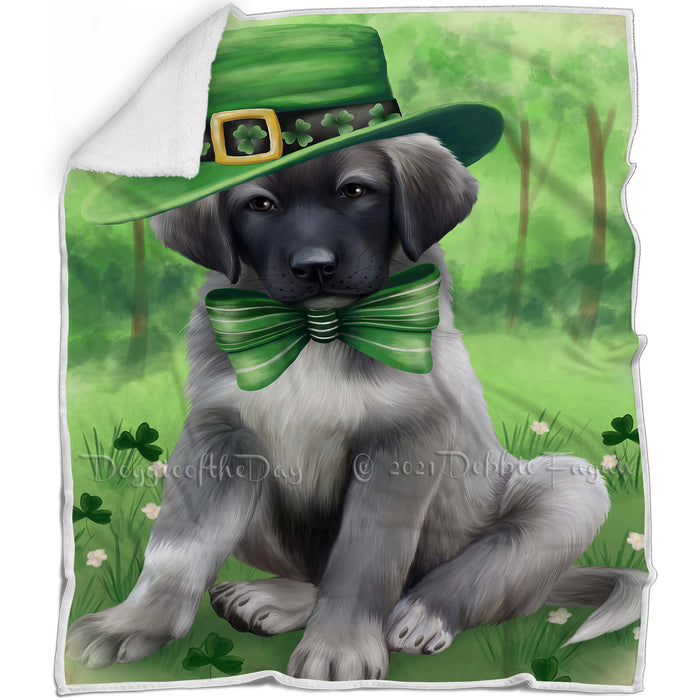 St. Patricks Day Irish Portrait Anatolian Shepherd Dog Blanket BLNKT51618