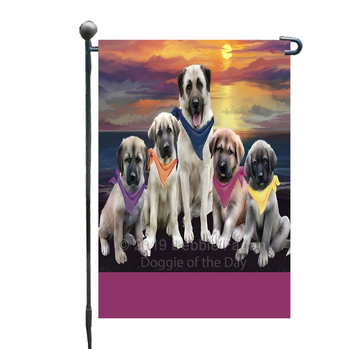 Personalized Family Sunset Portrait Anatolian Shepherd Dogs Custom Garden Flags GFLG-DOTD-A60566
