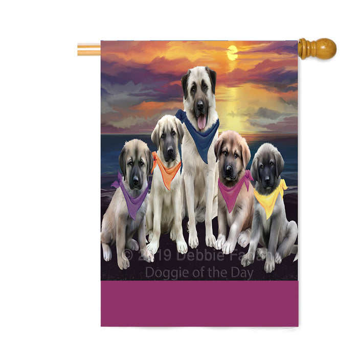Personalized Family Sunset Portrait Anatolian Shepherd Dogs Custom House Flag FLG-DOTD-A60622
