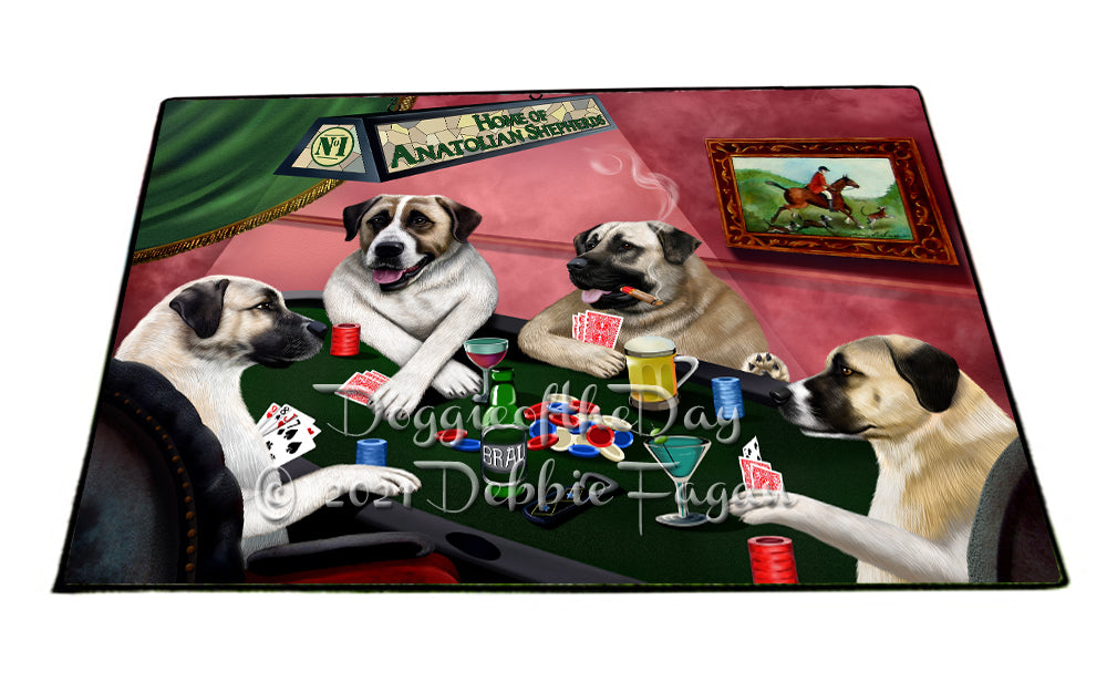 Home of Anatolian Shepherd Dogs Playing Poker Indoor/Outdoor Welcome Floormat - Premium Quality Washable Anti-Slip Doormat Rug FLMS58273