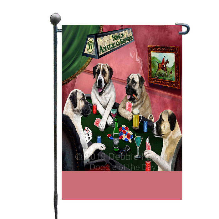 Personalized Home of Anatolian Shepherd Dogs Four Dogs Playing Poker Custom Garden Flags GFLG-DOTD-A60232