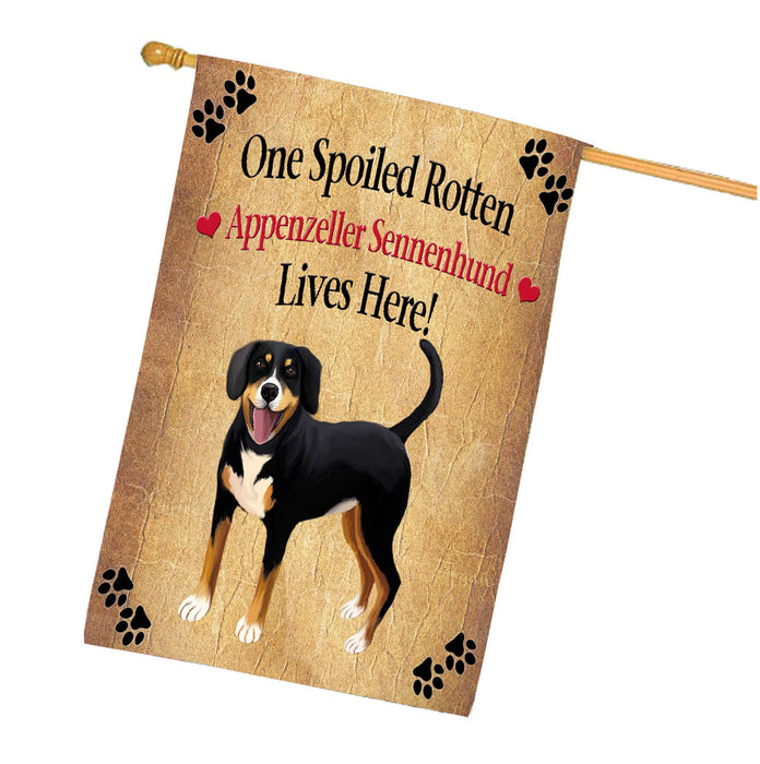 Spoiled Rotten Appenzeller Sennenhound Dog House Flag Outdoor Decorative Double Sided Pet Portrait Weather Resistant Premium Quality Animal Printed Home Decorative Flags 100% Polyester FLG68130