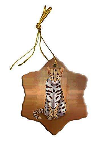 Asian Leopard Cat Christmas Snowflake Ceramic Ornament