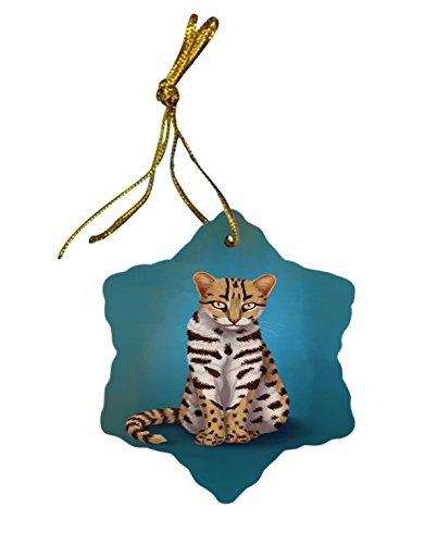 Asian Leopard Cat Christmas Snowflake Ceramic Ornament