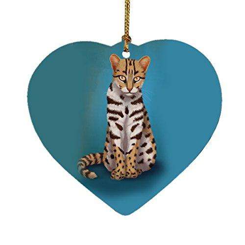 Asian Leopard Cat Heart Christmas Ornament