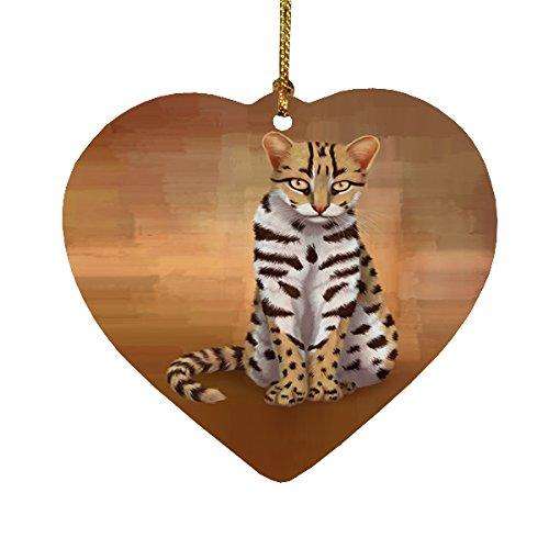 Asian Leopard Cat Heart Christmas Ornament