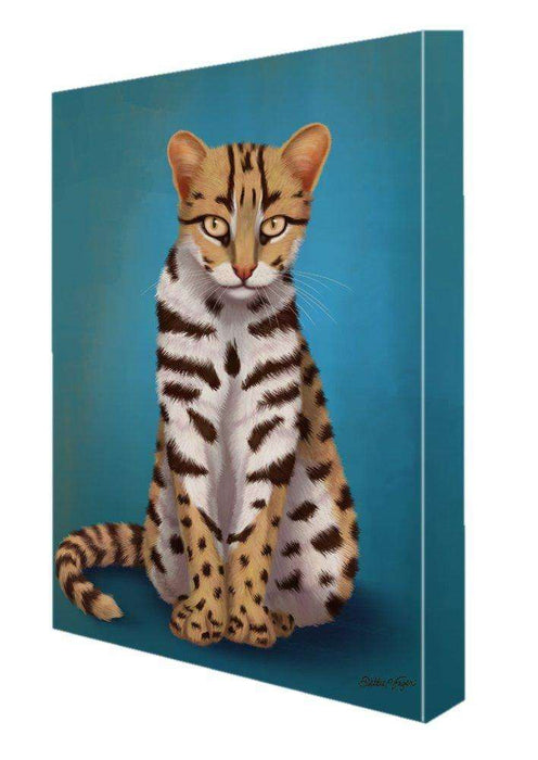 Asian Leopard Cat Painting Printed on Canvas Wall Art Signed