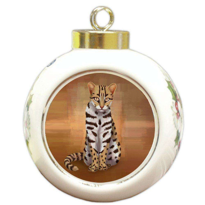 Asian Leopard Cat Round Ball Christmas Ornament