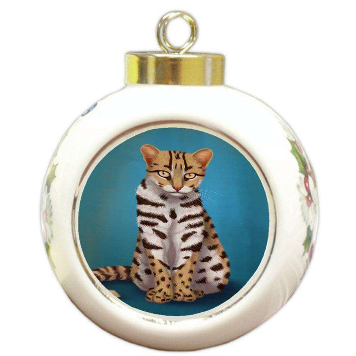 Asian Leopard Cat Round Ceramic Ball Christmas Ornament