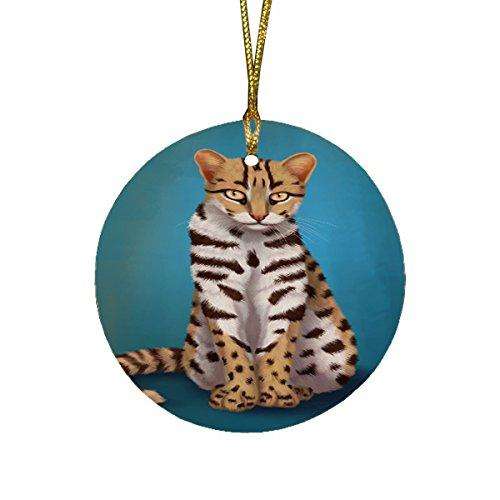 Asian Leopard Cat Round Christmas Ornament