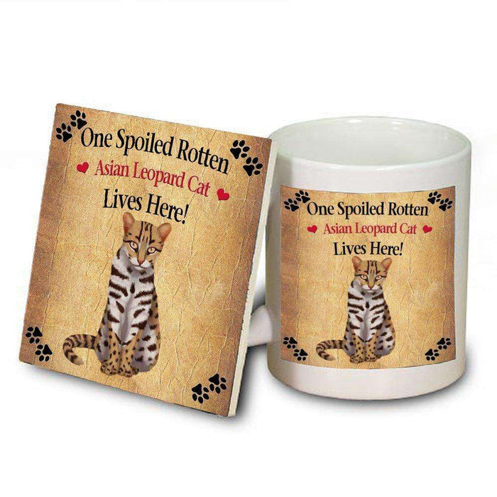 Asian Leopard Spoiled Rotten Cat Mug and Coaster Set