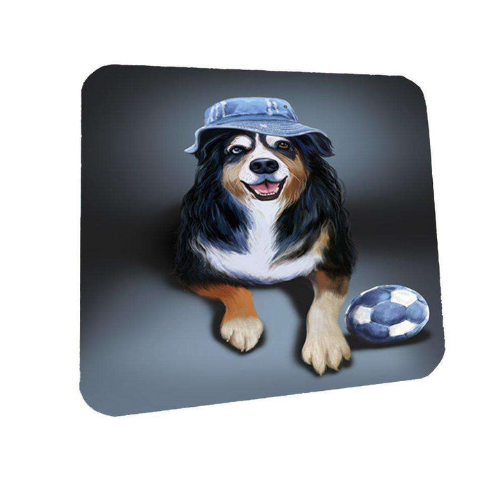 Austin Dog Wearing Hat with Ball Coasters Set of 4