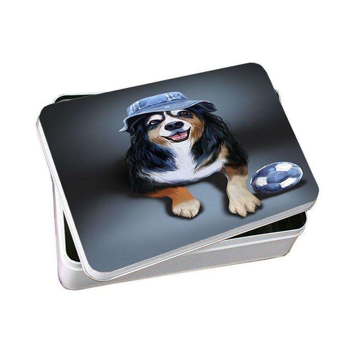 Austin Dog Wearing Hat with Ball Photo Storage Tin