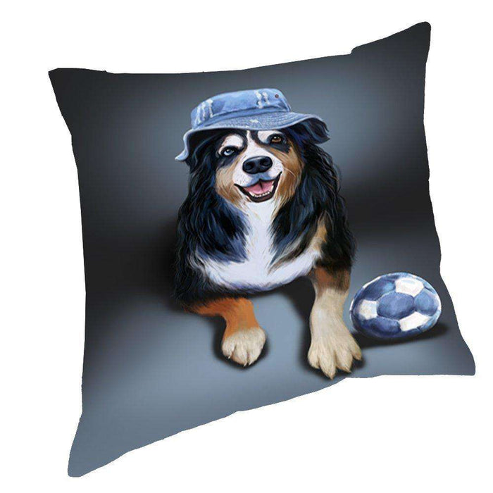 Austin Dog Wearing Hat with Ball Throw Pillow