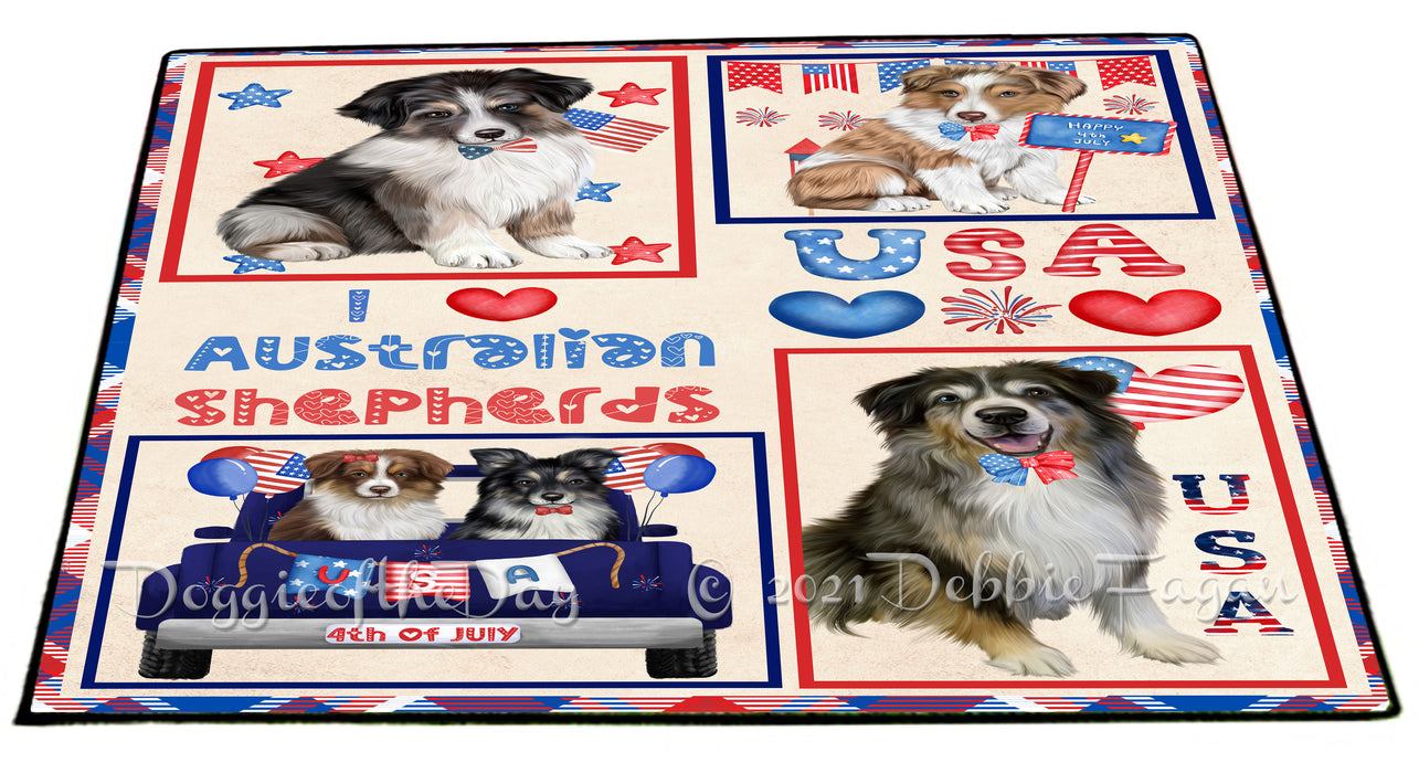 4th of July Independence Day I Love USA Australian Shepherd Dogs Floormat FLMS56101 Floormat FLMS56101
