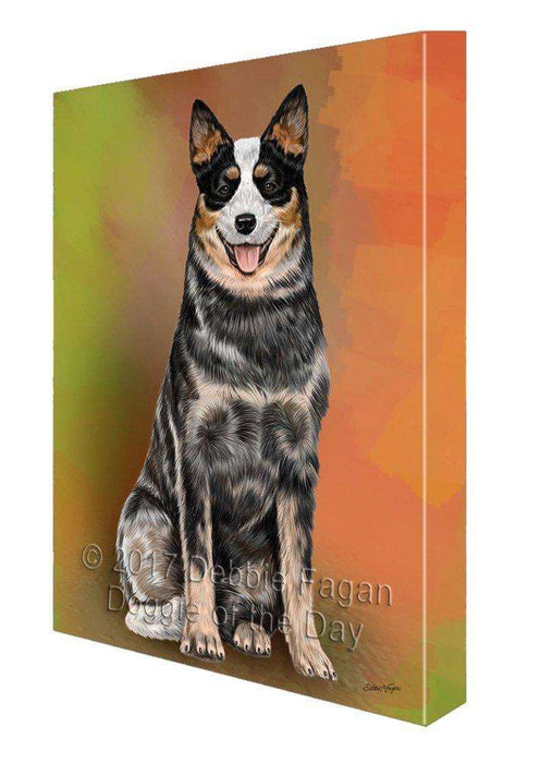Australian Cattle Adult Dog Painting Printed on Canvas Wall Art Signed