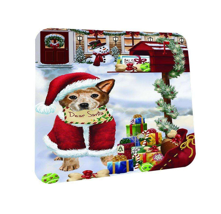Australian Cattle Dear Santa Letter Christmas Holiday Mailbox Dog Coasters Set of 4