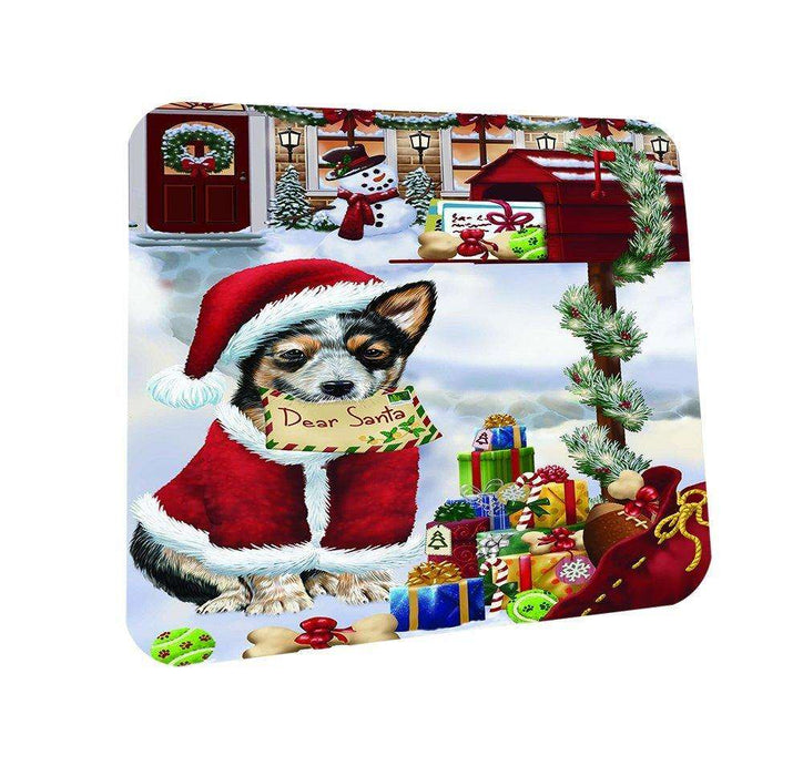 Australian Cattle Dear Santa Letter Christmas Holiday Mailbox Dog Coasters Set of 4