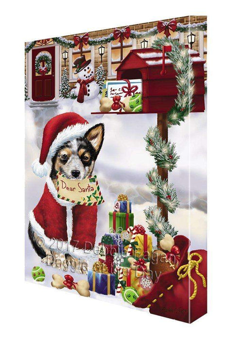 Australian Cattle Dear Santa Letter Christmas Holiday Mailbox Dog Painting Printed on Canvas Wall Art