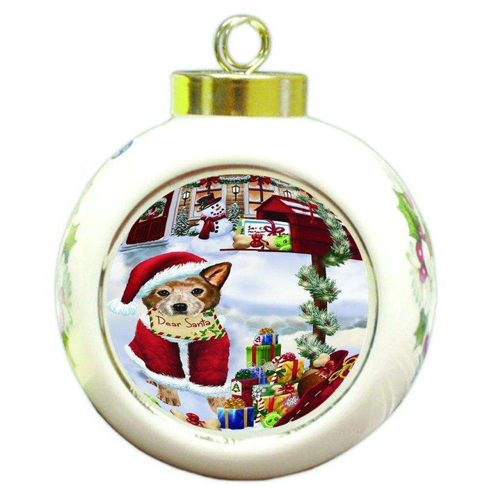 Australian Cattle Dear Santa Letter Christmas Holiday Mailbox Dog Round Ball Ornament D083
