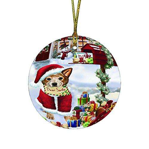 Australian Cattle Dear Santa Letter Christmas Holiday Mailbox Dog Round Ornament D083