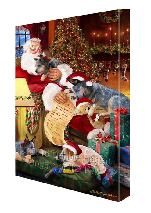 Australian Cattle Dog Dog and Puppies Sleeping with Santa Canvas Gallery Wrap 1.5" Inch