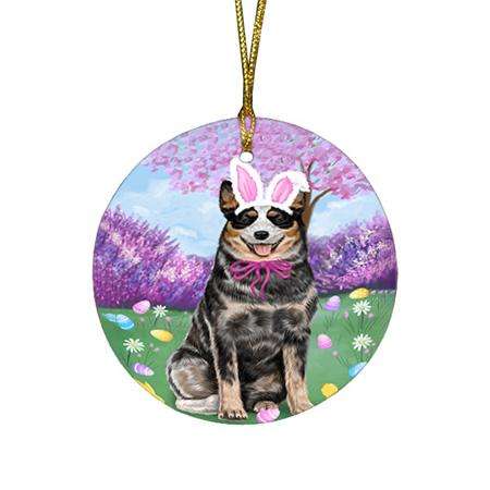 Australian Cattle Dog Easter Holiday Round Flat Christmas Ornament RFPOR49024