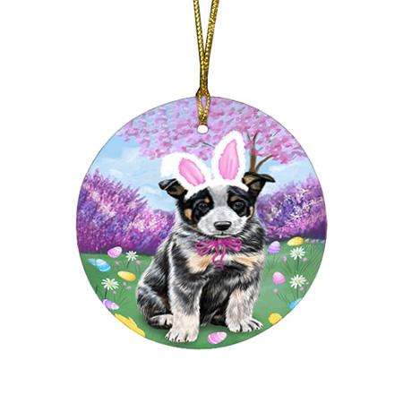 Australian Cattle Dog Easter Holiday Round Flat Christmas Ornament RFPOR49025