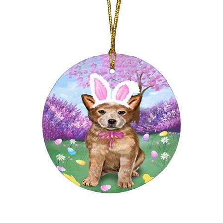 Australian Cattle Dog Easter Holiday Round Flat Christmas Ornament RFPOR49026