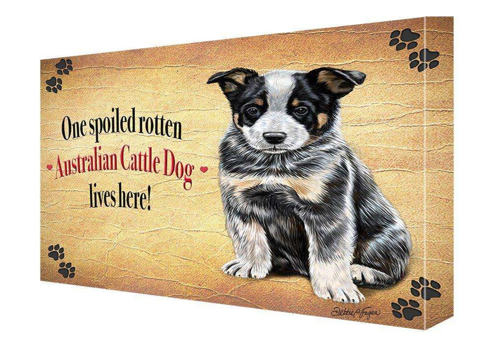 Australian Cattle Dog Puppy Spoiled Rotten Dog Painting Printed on Canvas Wall Art Signed