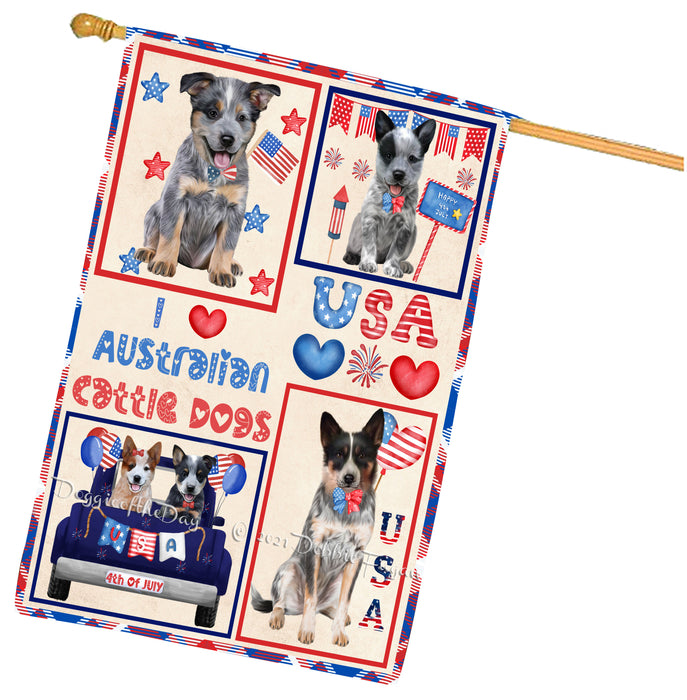4th of July Independence Day I Love USA Australian Cattle Dogs House flag FLG66919