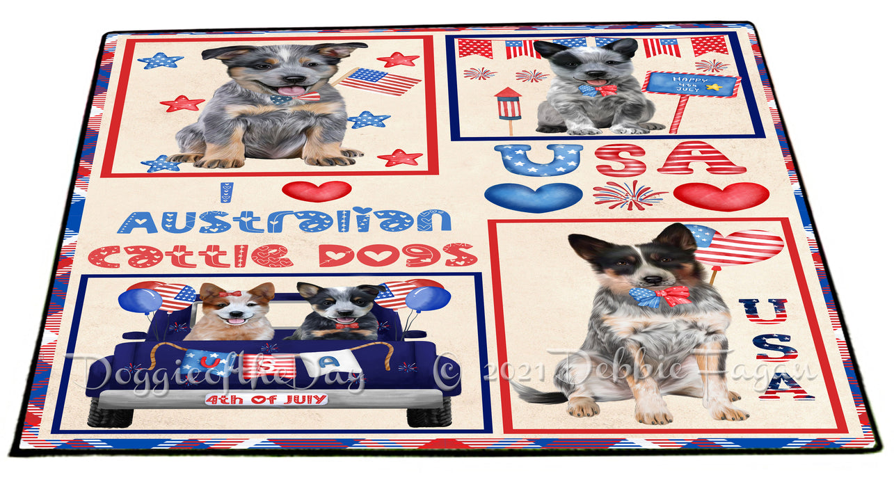 4th of July Independence Day I Love USA Australian Cattle Dogs Floormat FLMS56095 Floormat FLMS56095