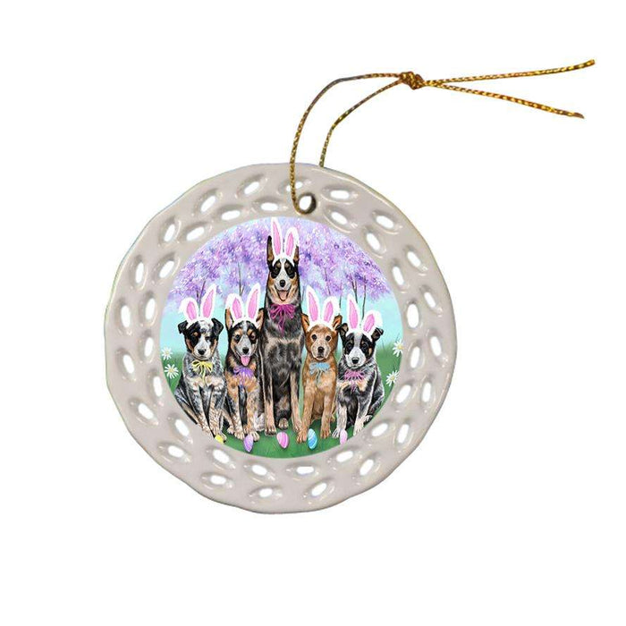Australian Cattle Dogs Easter Holiday Ceramic Doily Ornament DPOR49127