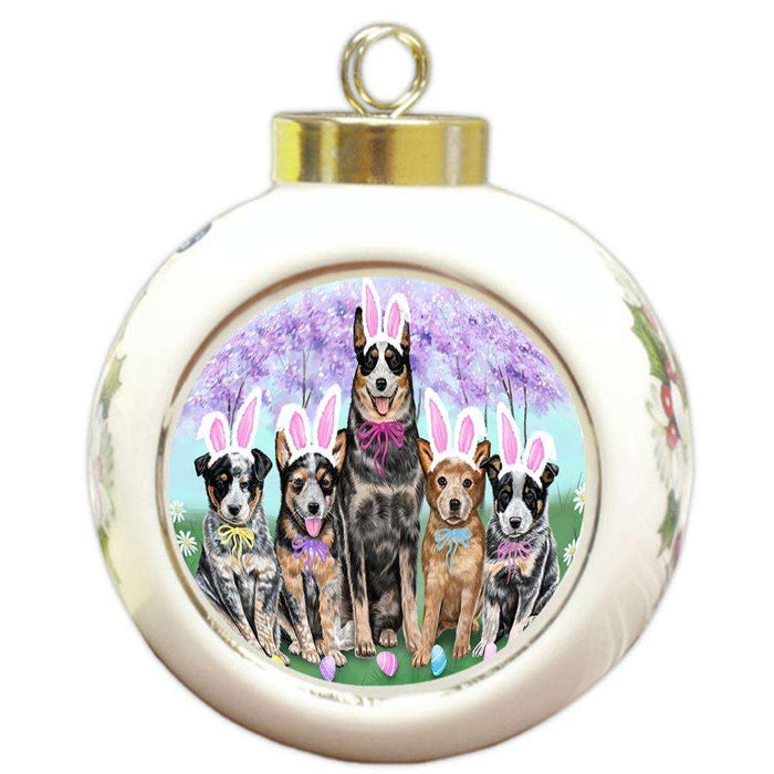 Australian Cattle Dogs Easter Holiday Round Ball Christmas Ornament RBPOR49127