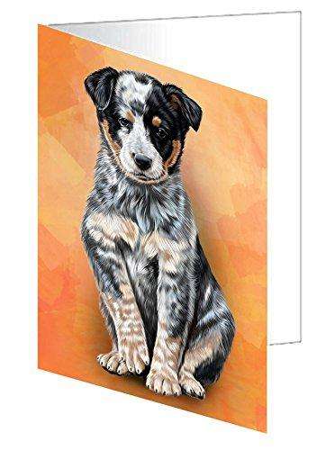 Australian Cattle Puppy Dog Handmade Artwork Assorted Pets Greeting Cards and Note Cards with Envelopes for All Occasions and Holiday Seasons