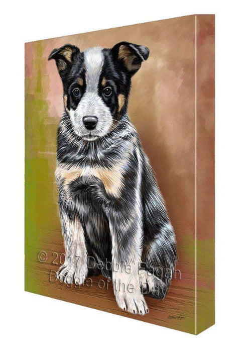 Australian Cattle Puppy Dog Painting Printed on Canvas Wall Art Signed
