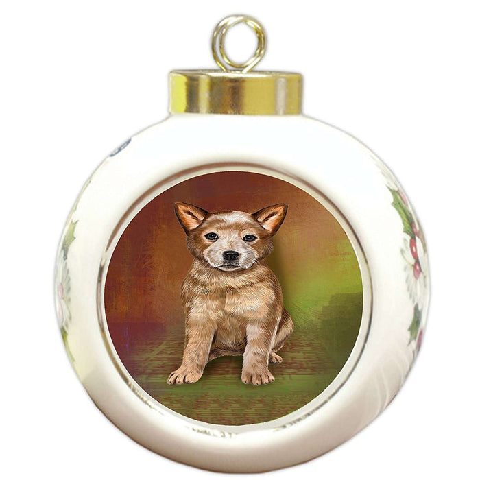 Australian Cattle Puppy Dog Round Ball Christmas Ornament